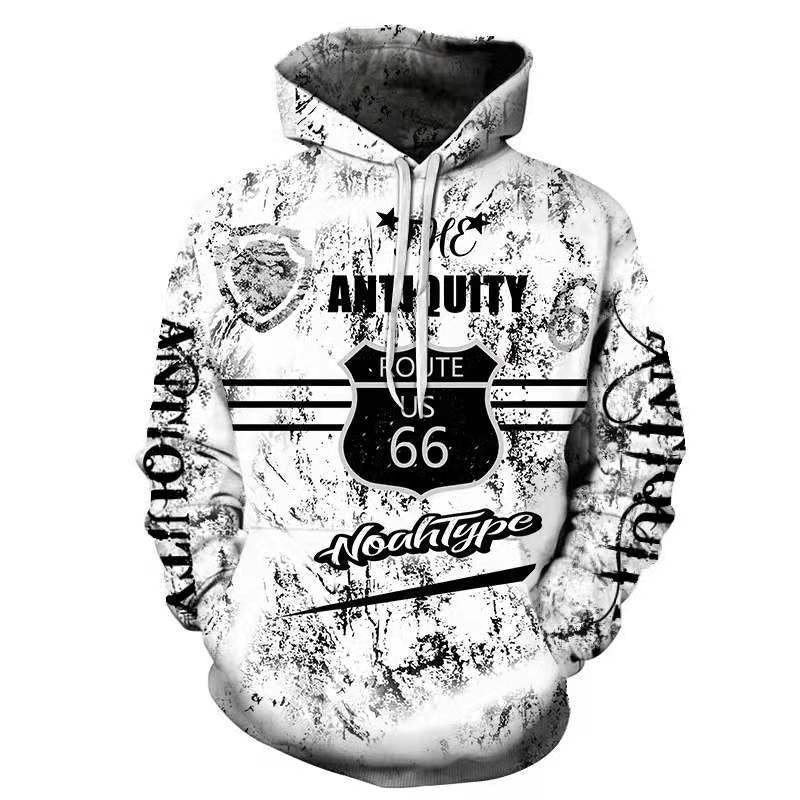 Herren Kapuzenpullover Route 66 Grafik Berlin Style