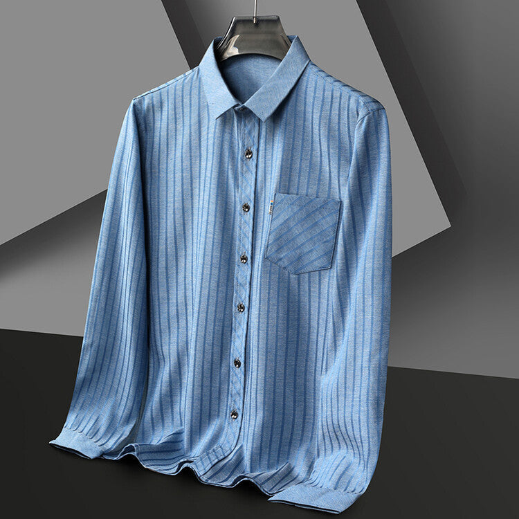 Herren Slim Fit Langarmhemd Modern Strukturiert