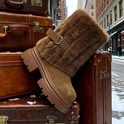 Damen Winterstiefel Warm Kuschelig Fellrobust