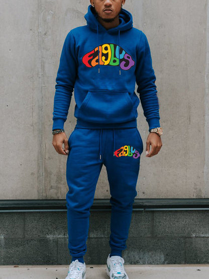 Herren Sportset Hoodie Jogginghose Neon Logo Set