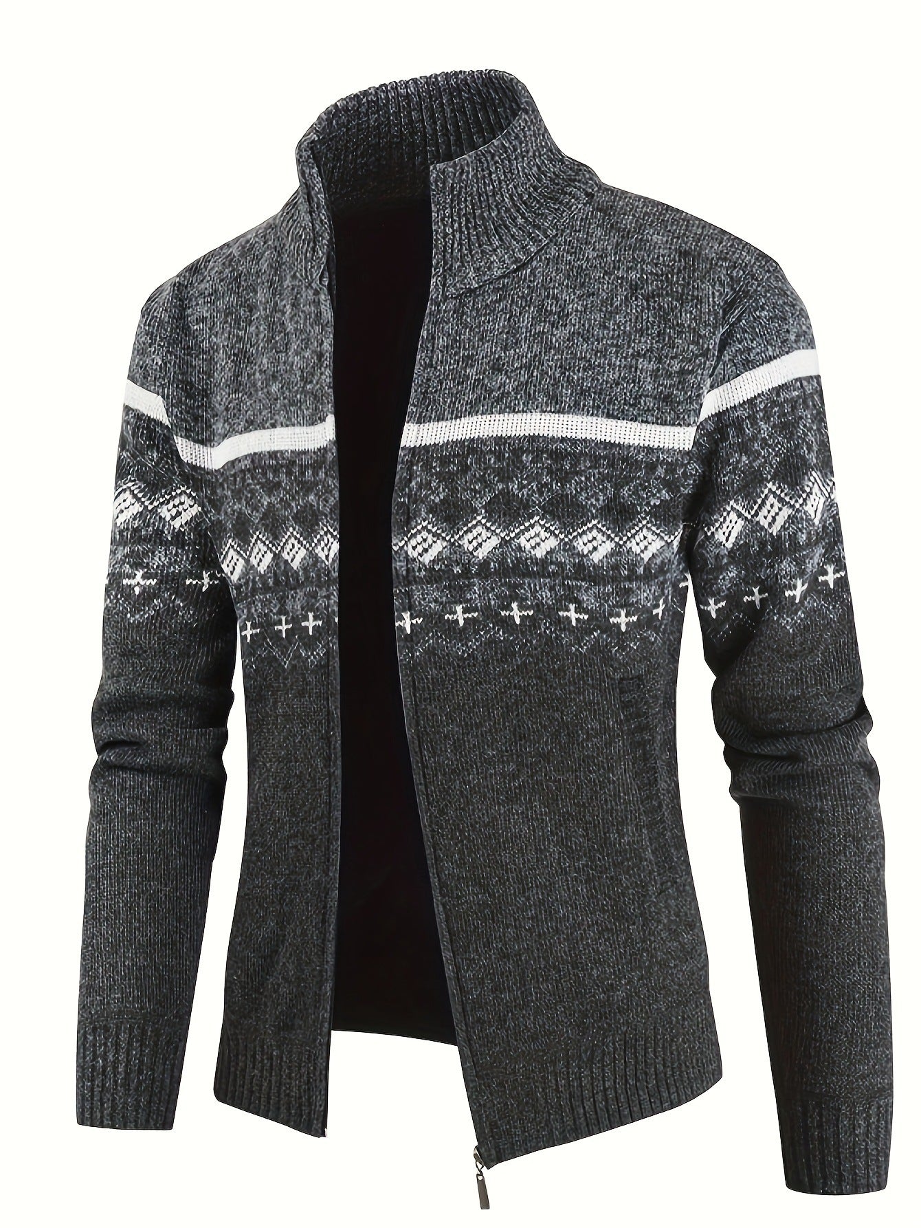 Herren Strickjacke Modern Geometrisch Kragen Hoch