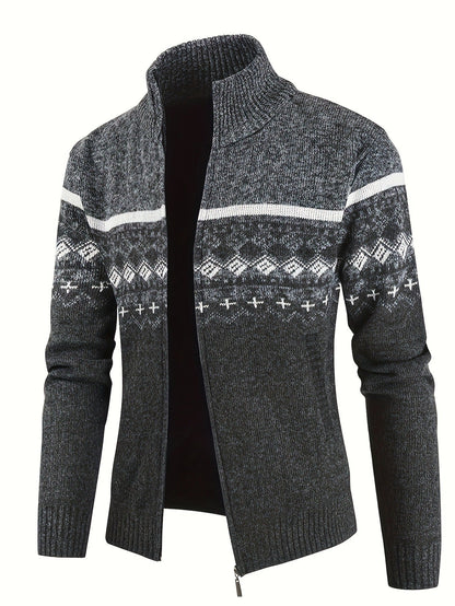 Herren Strickjacke Modern Geometrisch Kragen Hoch