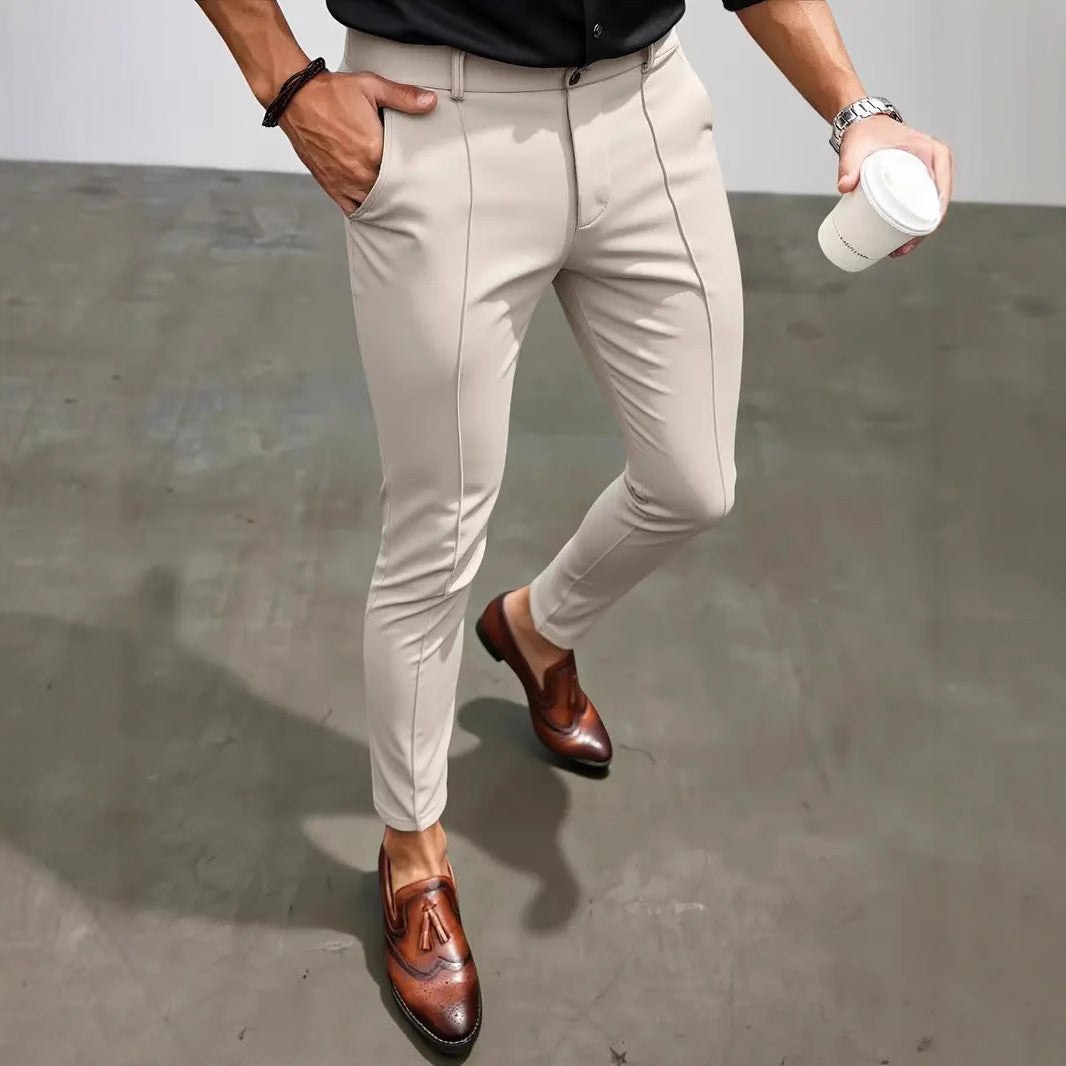 Herren Anzughose Slim Fit Stretch Elegant Schwarz