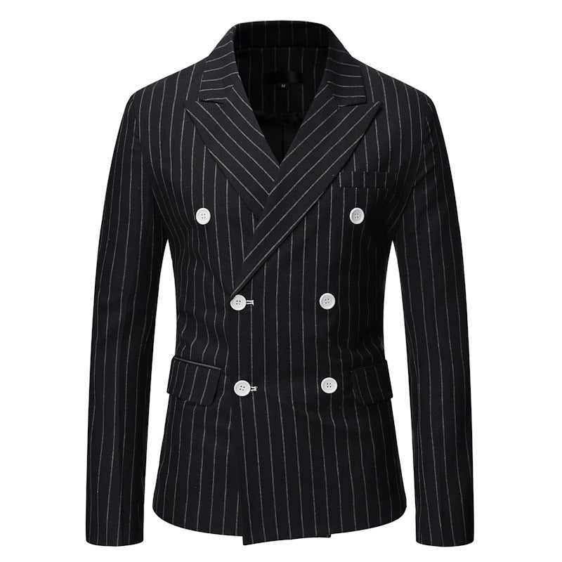 Herren Doppelreiherjacke Elegant Nadelstreifen Modern
