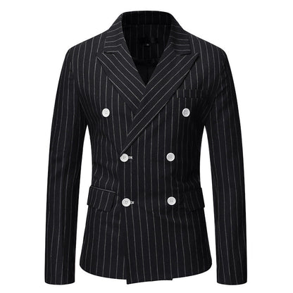 Herren Doppelreiherjacke Elegant Nadelstreifen Modern