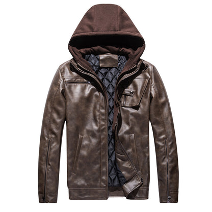Lederjacke Herren mit Kapuze Schwarz Modern - BerlinGlamour