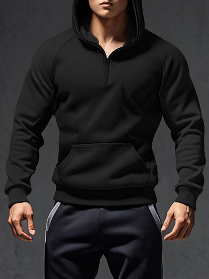 Herren Hoodie Sportlich Halbzipp Reißverschluss