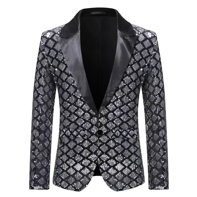 Herren Smoking Sakko Glitzernd Modern Schwarz