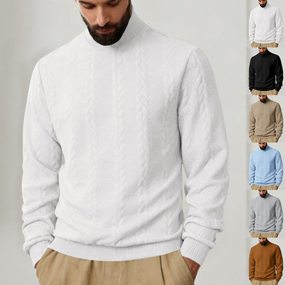Herren Strickpullover Hoher Kragen Zopf Muster Modern - BerlinGlamour