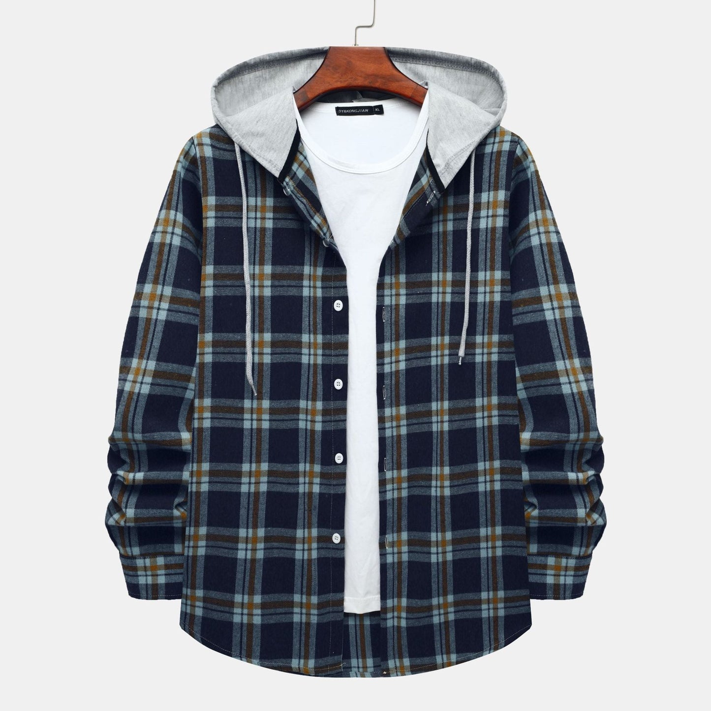 Damen Hoodie Kapuzenhemd Kariert Baumwolle Moderne
