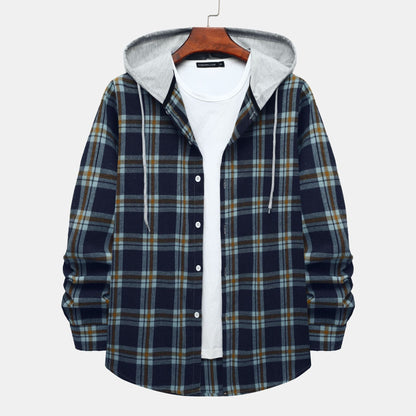 Damen Hoodie Kapuzenhemd Kariert Baumwolle Moderne