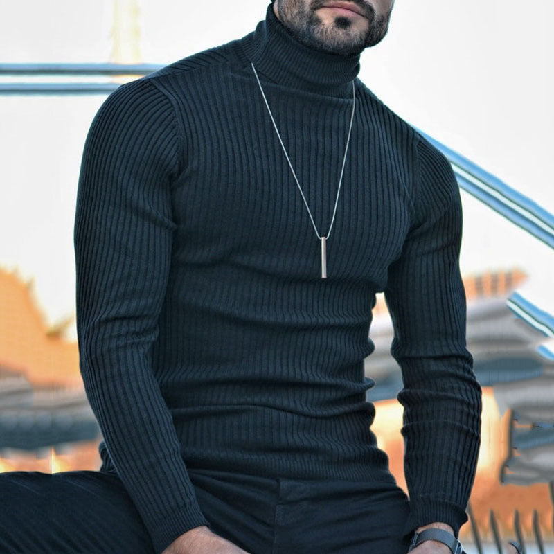 Herren Rollkragenpullover Strukturiert Rippoptik Modern - BerlinGlamour