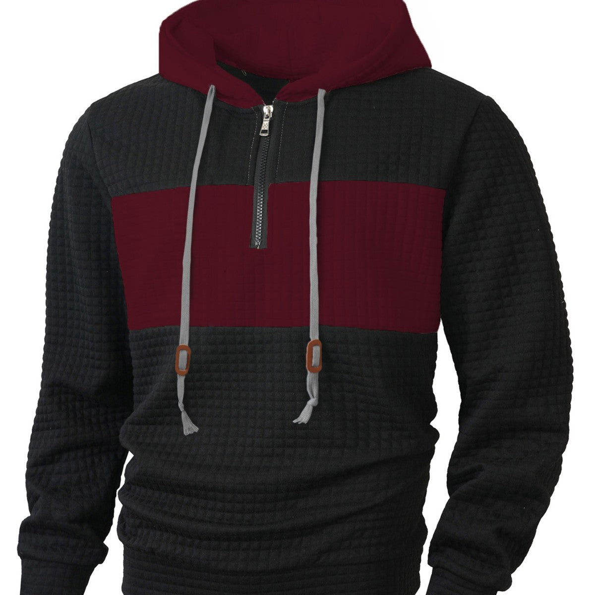 Herren Hoodie Strukturiert 1/4 Reißverschluss Modern