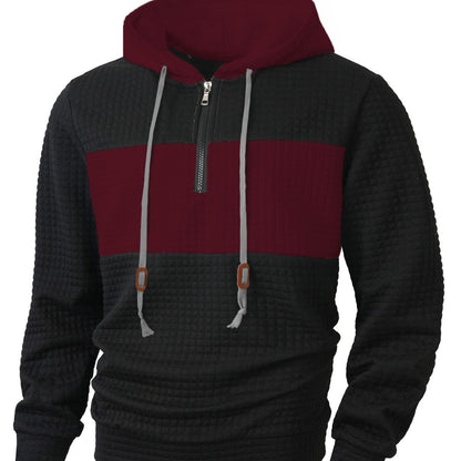 Herren Hoodie Strukturiert 1/4 Reißverschluss Modern