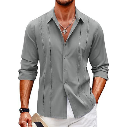 Herren Langarmbluse Elegant Streifenmuster Slim Fit