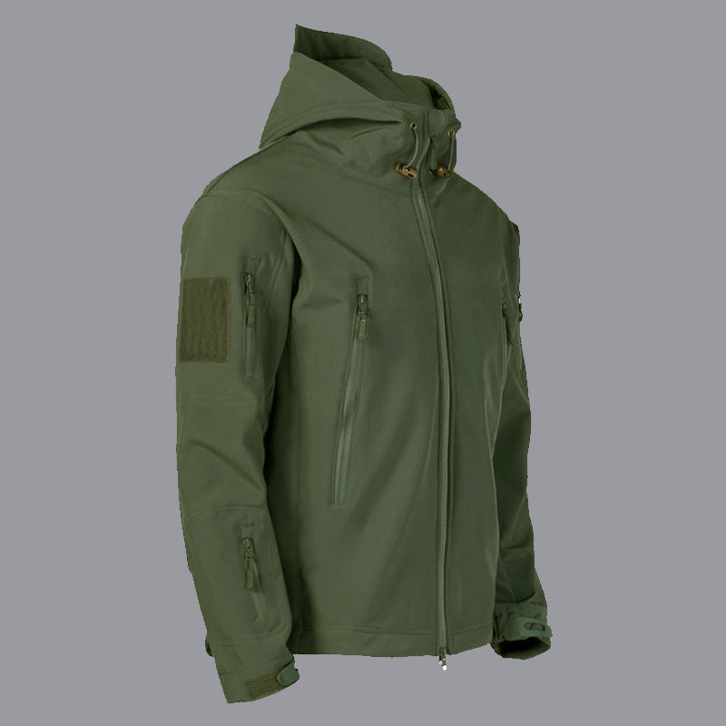 Herren Softshell-Jacke Wasserdicht mit verstellbarem Kapuzen und Taschen