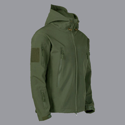 Herren Softshell-Jacke Wasserdicht mit verstellbarem Kapuzen und Taschen