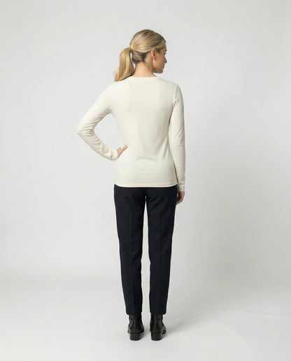 Damen Langarmshirt Weiß Elegantes Slimfit Oberteil