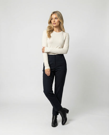 Damen Langarmshirt Weiß Elegantes Slimfit Oberteil