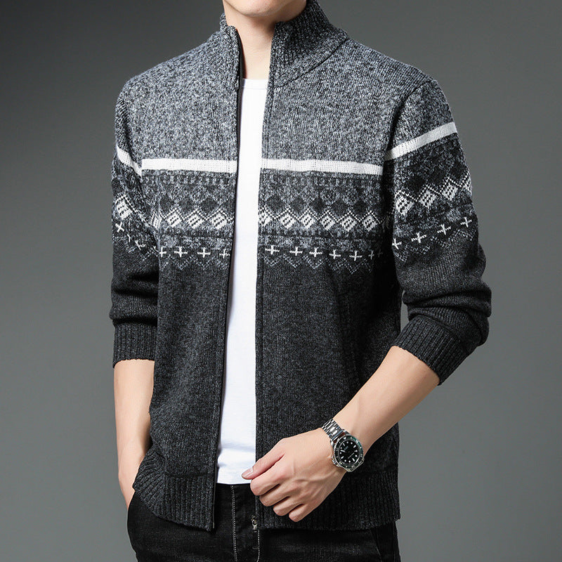 Herren Strickjacke Hochkragen Modern mit Muster