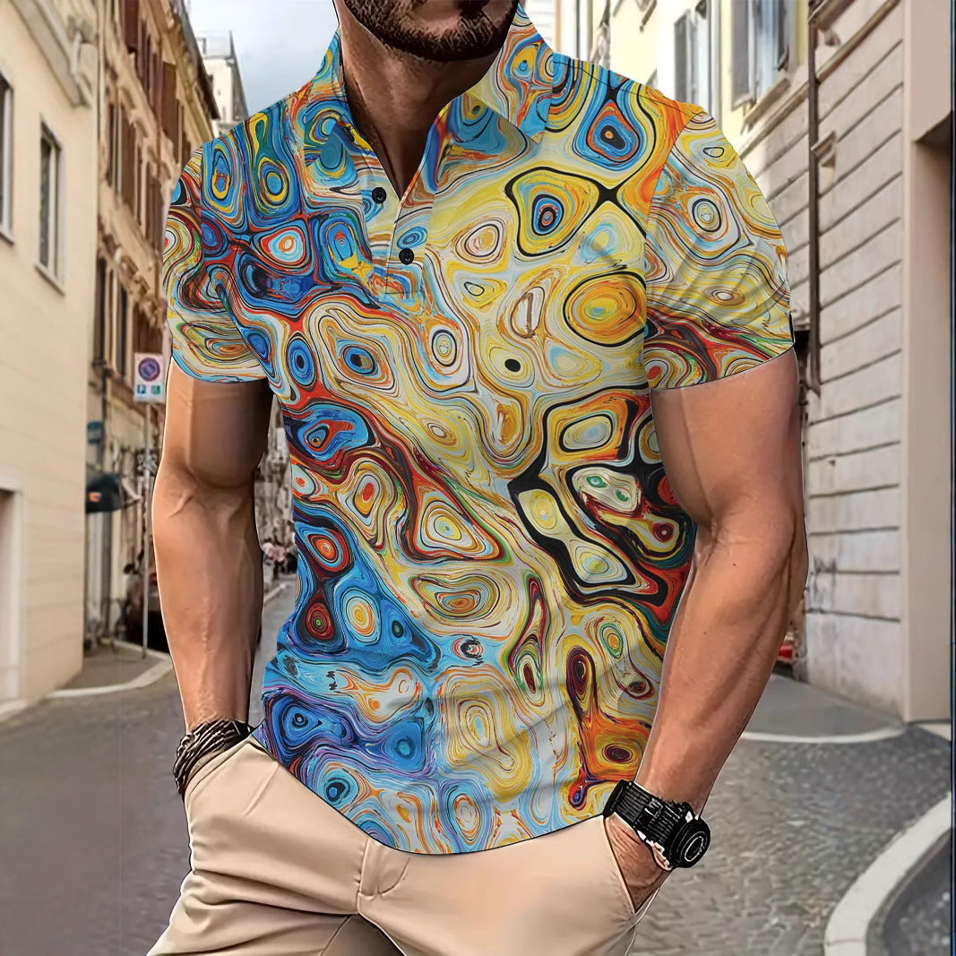 Herren Poloshirt Modernes Swirl Design Slim Fit - BerlinGlamour