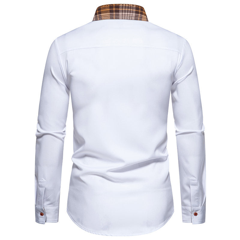 Herren Langarmhemd Modern Karomanschette Hochwertig Baumwolle