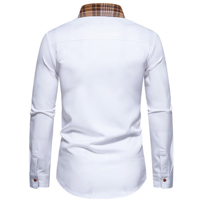 Herren Langarmhemd Modern Karomanschette Hochwertig Baumwolle