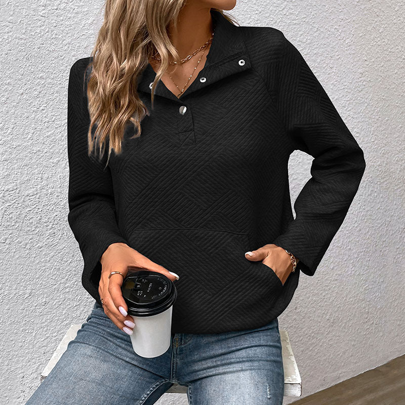 Damen Pullover Stehkragen Geometrisches Muster Modern