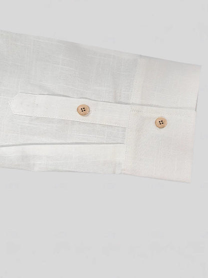 Herren Leinenhemd Lässig Mit Taschen Sommer