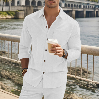 Elegantes Herren Langarmhemd Streifen Modern