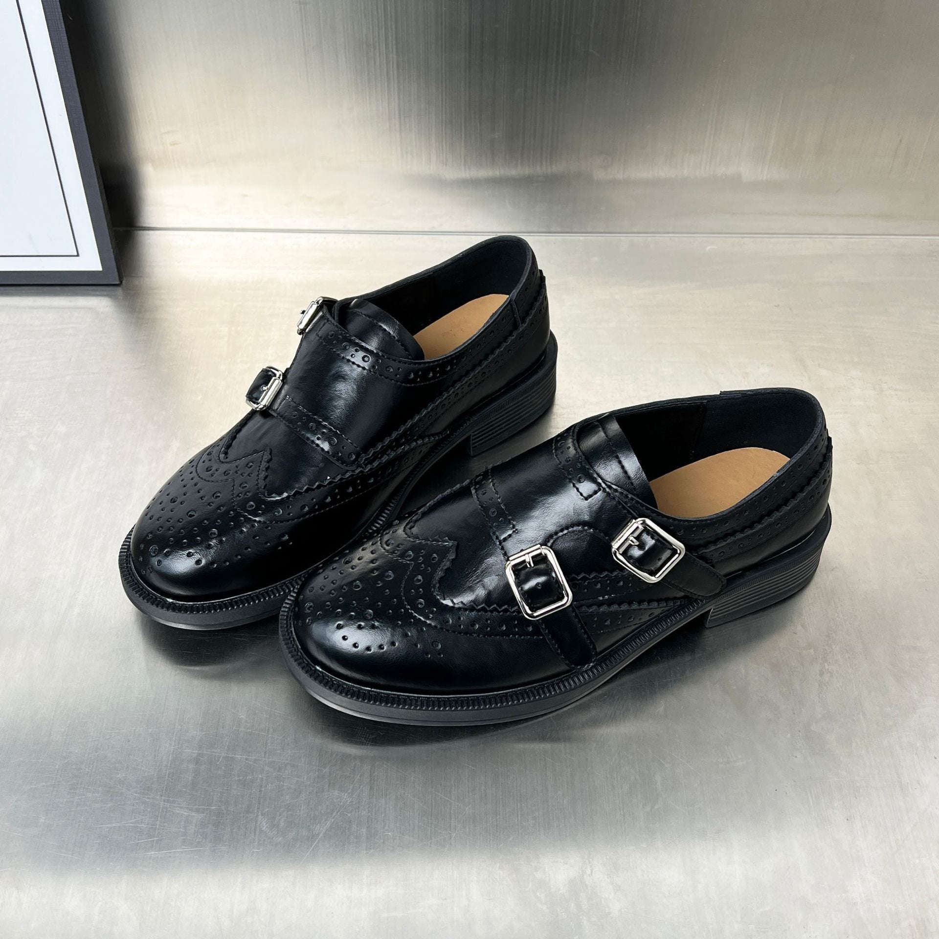 Damen Schnürschuhe Elegante mit Doppelschnalle Modisch - BerlinGlamour