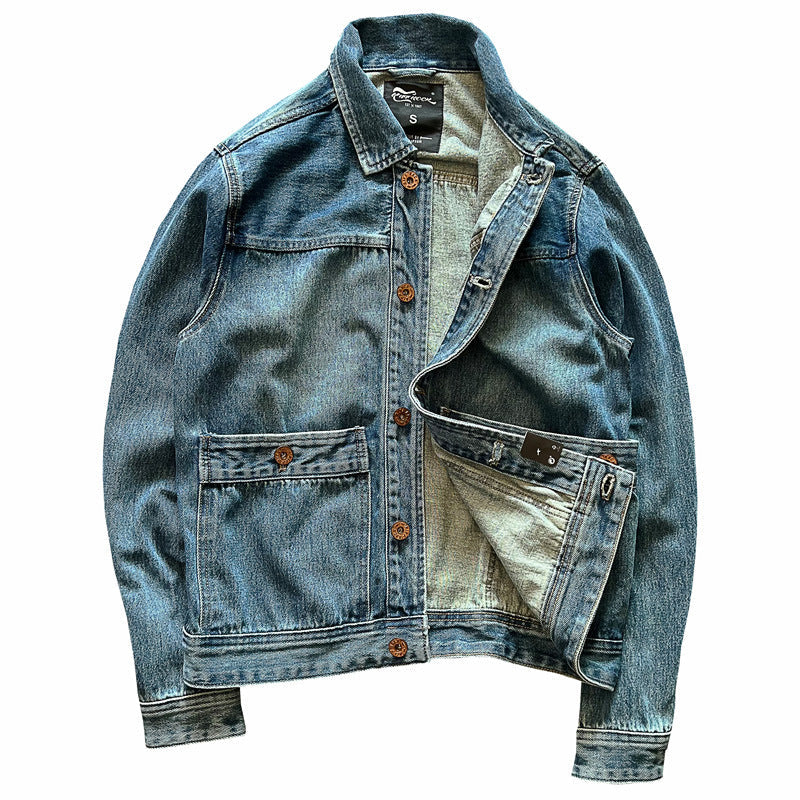 Herren Denimjacke Modern mit Taschen und Knöpfen