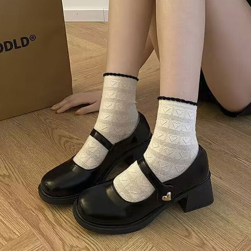 Damen Schuhe Mary Jane Blockabsatz Komfortabel