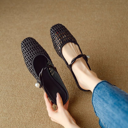 Ballerinas Damen Schuhe Netzdesign Elegantes Riemchen