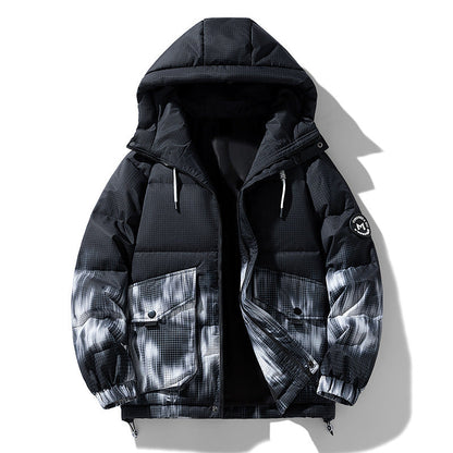 Herren Winterjacke Modisch Warm mit Kapuze und Taschen