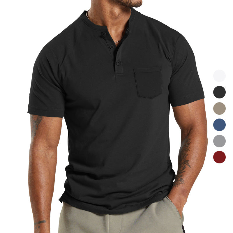 Herren T-Shirt Kurzarm mit Brusttasche Modern Sportlich