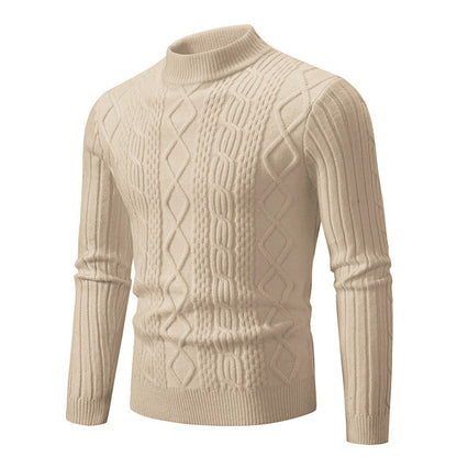 Herren Strickpullover Stehkragen Kabelmuster Modern