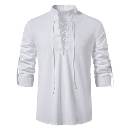 Herren Langarmshirt Modern mit Schnürung Trendig