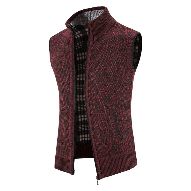 Herren Strickweste Hochkragen mit Taschen Modern