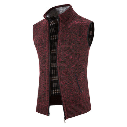 Herren Strickweste Hochkragen mit Taschen Modern