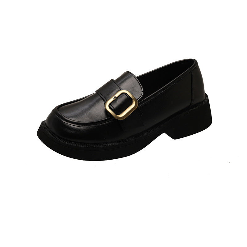Damen Loafers Elegante Lederschuhe Glänzend Schnalle