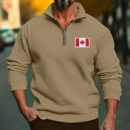 Herren Fleece Pullover mit Reißverschluss Berlin Flagge