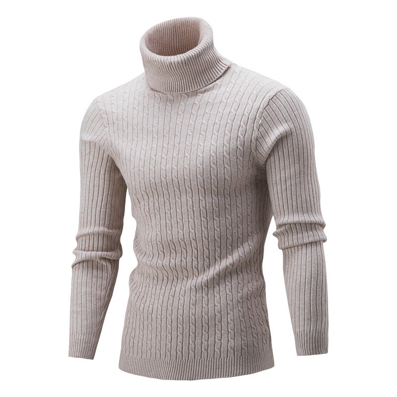 Herren Pullover Rollkragen Klassisch Rippmuster Elegent