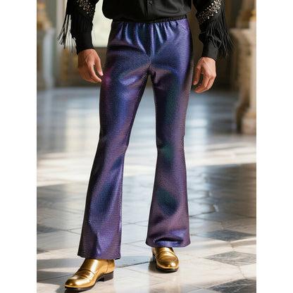 Herren Discohose Glitzernde Weite Bein Elastischer Bund
