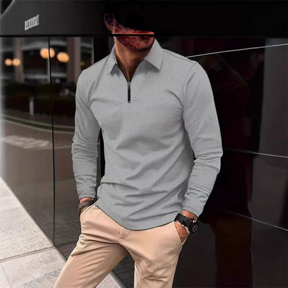 Herren Langarmshirt Modern Stehkragen Reißverschluss Style - BerlinGlamour
