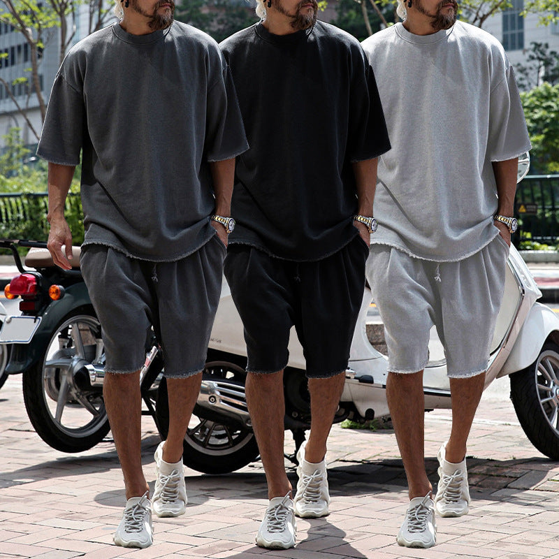 Herren Freizeit-Set mit Oversized T-Shirt und lockeren Shorts Modern