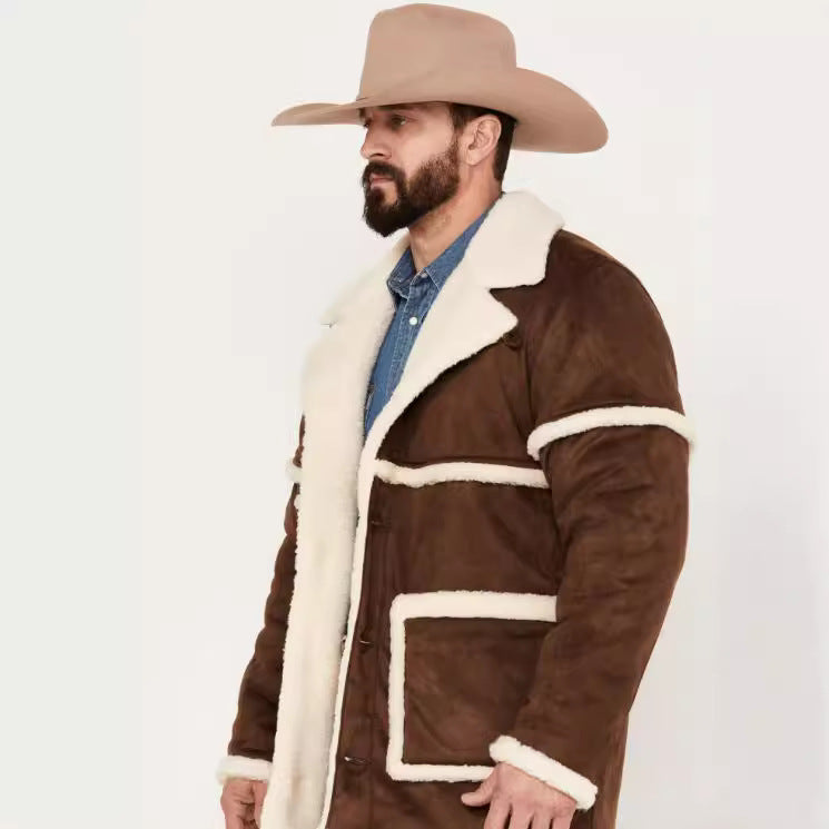 Herren Lammfelljacke Großkragen Praktisch Warm