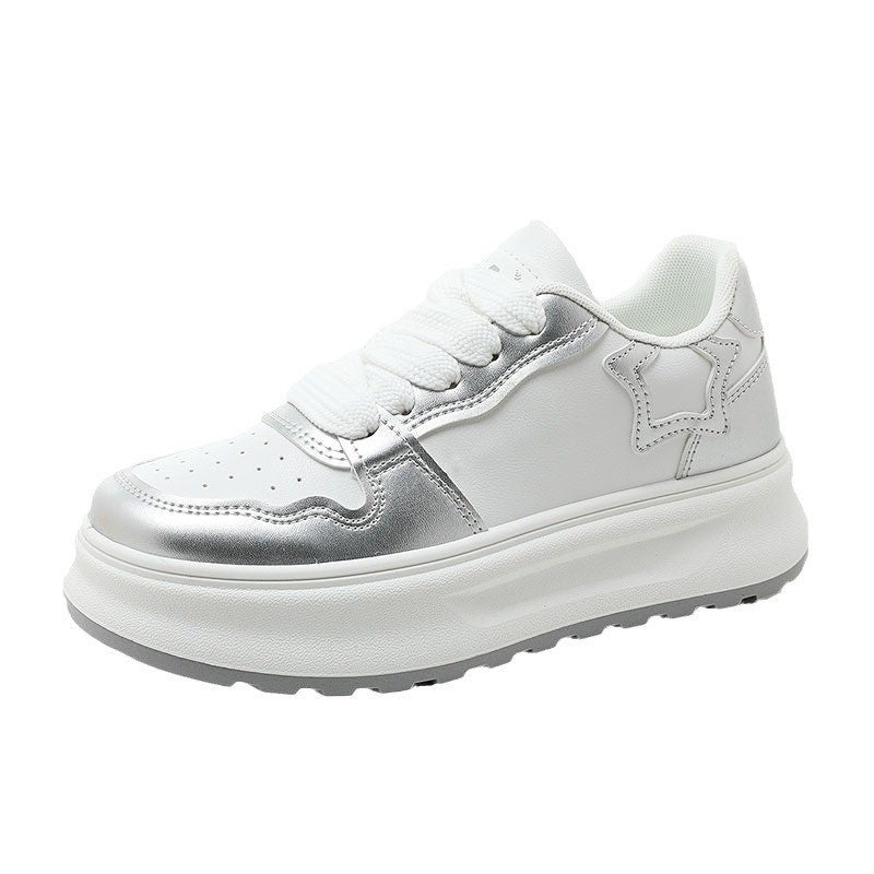 Damen Plateau Sneaker Metallic Akzent Atmungsaktiv Schuhe - BerlinGlamour