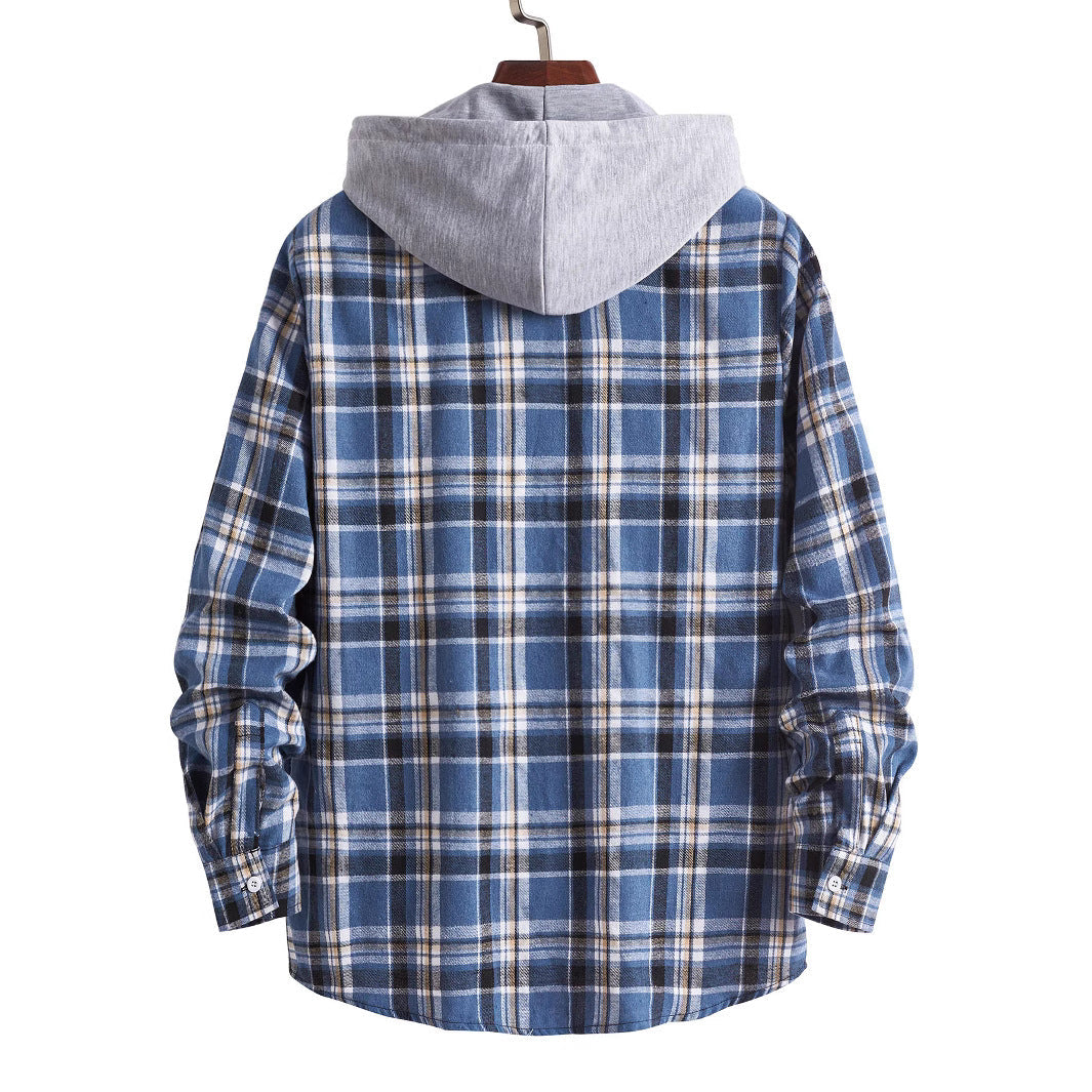 Herren Flanellhemd Kapuze Warm Modern