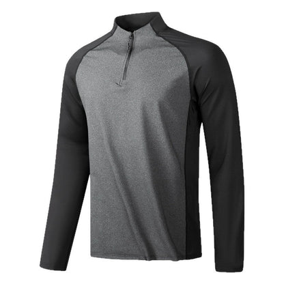 Herren Langarmshirt Funktionell Stehkragen Reißverschluss Sportlich